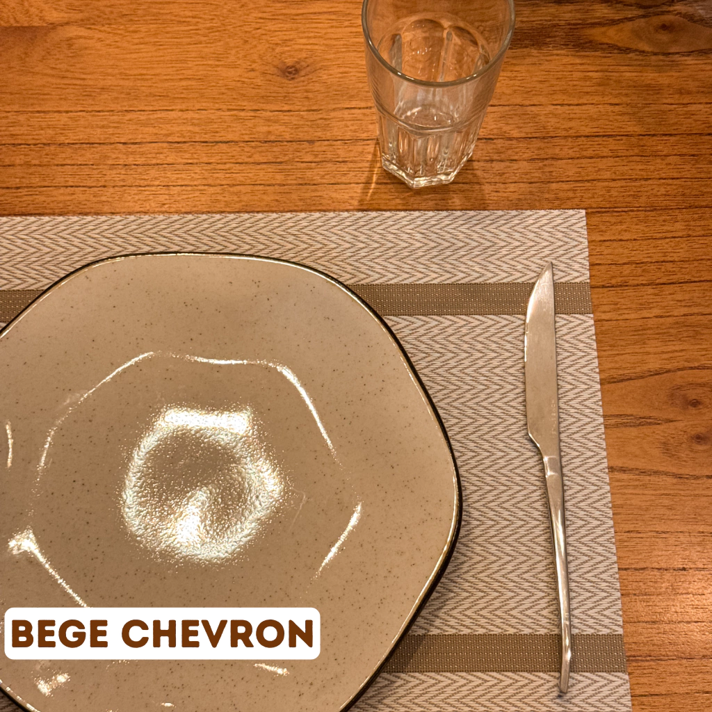 Mesa Posta Decorada - Bege Chevron