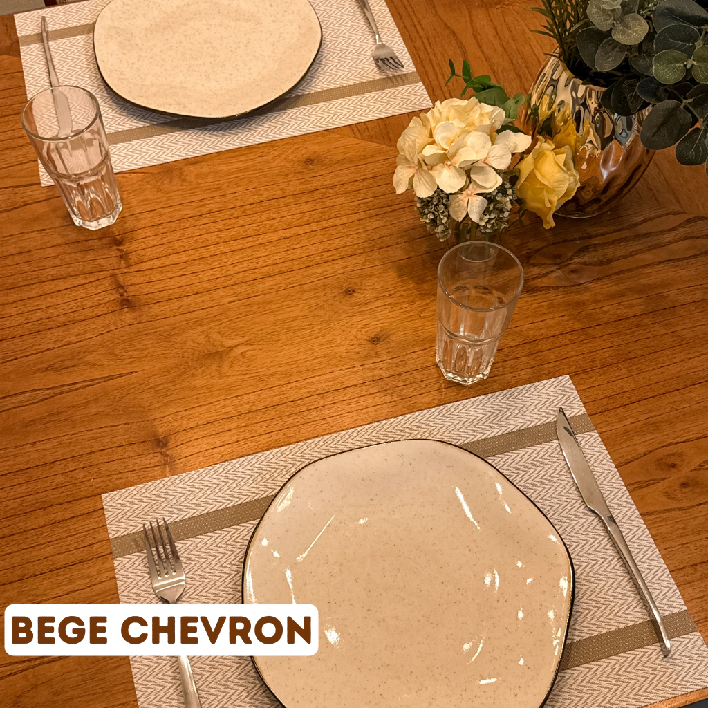 Detalhe do Jogo Americano Bege Chevron